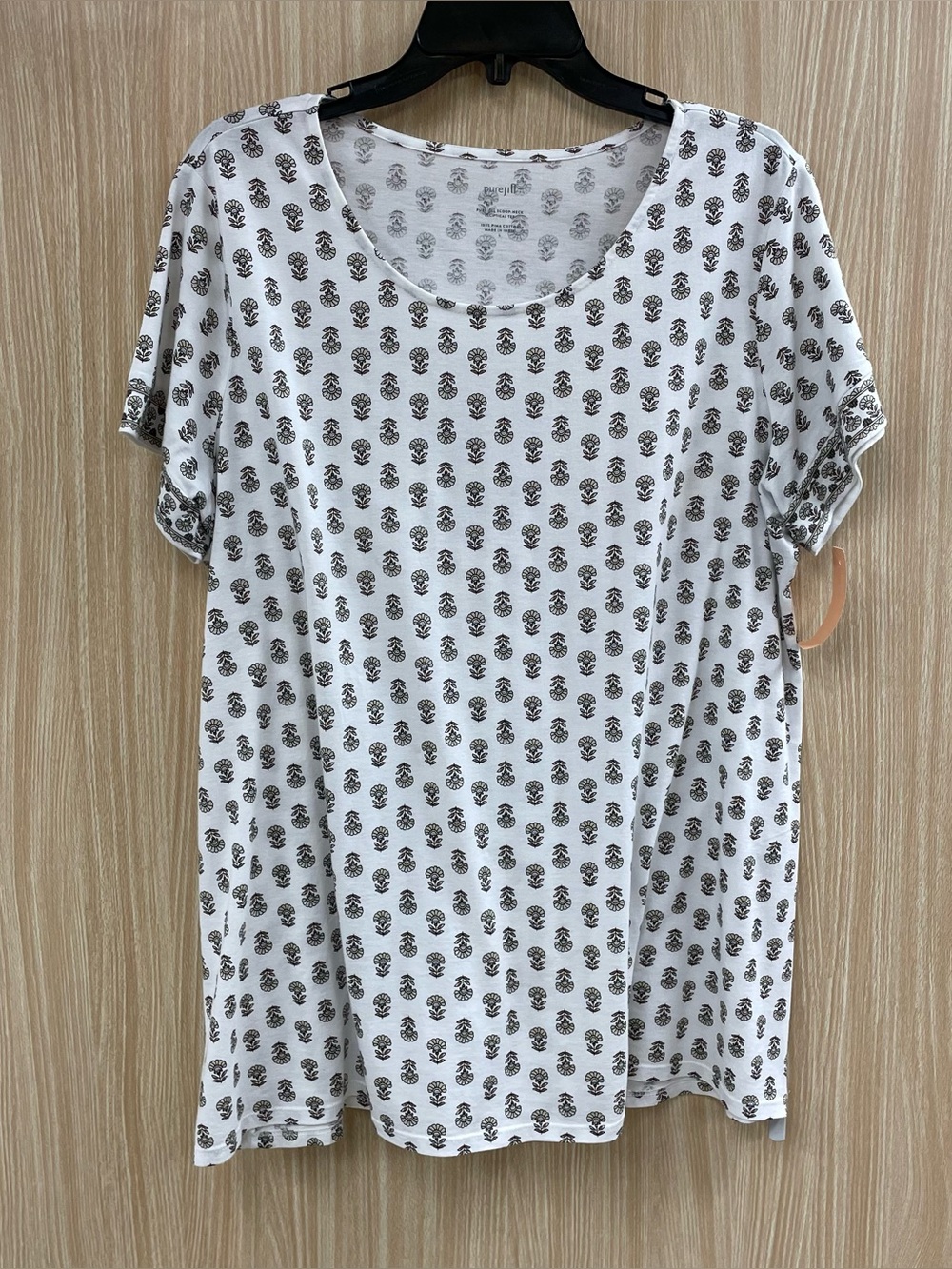 J. jill White print cotton top size large